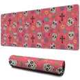 thumbnail image 1 of Long Mouse Pads for Desk,Red Skull Flower Cross Pattern Desk Mats on Top Of Desks, Desk Mouse Pad Extra Large with 3mm Non-Slip Base and Stitched Edge for Gaming,Office,Work,Home 31.5"x11.8", 1 of 6