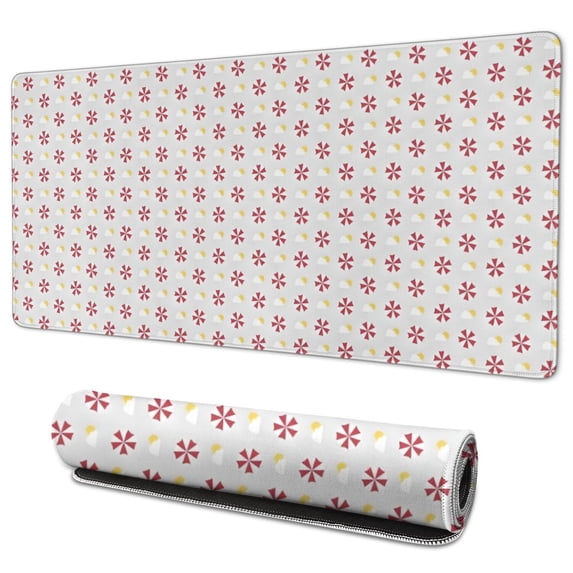 Long Mouse Pads for Desk,Red and Yellow Christmas Pattern Desk Mats on Top Of Desks, Desk Mouse Pad Extra Large with 3mm Non-Slip Base and Stitched Edge for Gaming,Office,Work,Home 35.4x15.7in