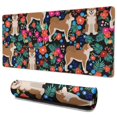 thumbnail image 1 of Long Mouse Pads for Desk,Shiba Inu Dog and Flower Floral Desk Mats on Top Of Desks, Desk Mouse Pad Extra Large with 3mm Non-Slip Base and Stitched Edge for Gaming,Office,Work,Home 35.4"x15.7", 1 of 6