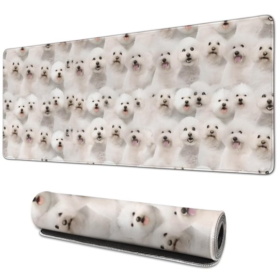 Long Mouse Pads for Desk,Shih Tzu Dog Desk Mats on Top Of Desks, Desk Mouse Pad Extra Large with 3mm Non-Slip Base and Stitched Edge for Gaming,Office,Work,Home 31.5"x11.8"
