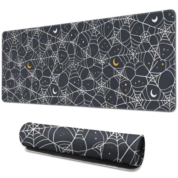 Long Mouse Pads for Desk,Spider Web Halloween Pattern Desk Mats on Top Of Desks, Desk Mouse Pad Extra Large with 3mm Non-Slip Base and Stitched Edge for Gaming,Office,Work,Home 31.5x11.8in
