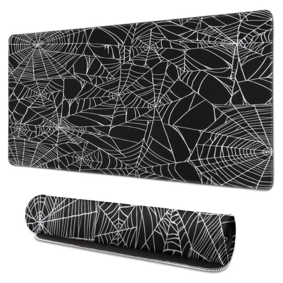 Long Mouse Pads for Desk,Spider Web Halloween Pattern Desk Mats on Top Of Desks, Desk Mouse Pad Extra Large with 3mm Non-Slip Base and Stitched Edge for Gaming,Office,Work,Home 31.5x15.7in