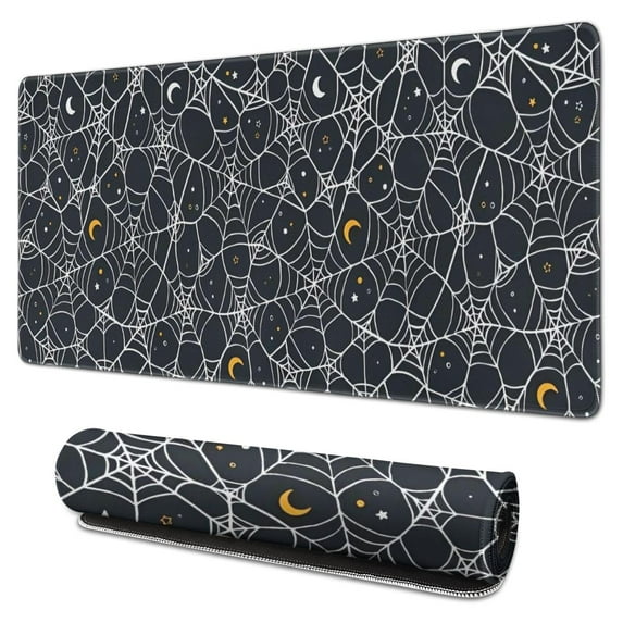 Long Mouse Pads for Desk,Spider Web Halloween Pattern Desk Mats on Top Of Desks, Desk Mouse Pad Extra Large with 3mm Non-Slip Base and Stitched Edge for Gaming,Office,Work,Home 31.5x15.7in
