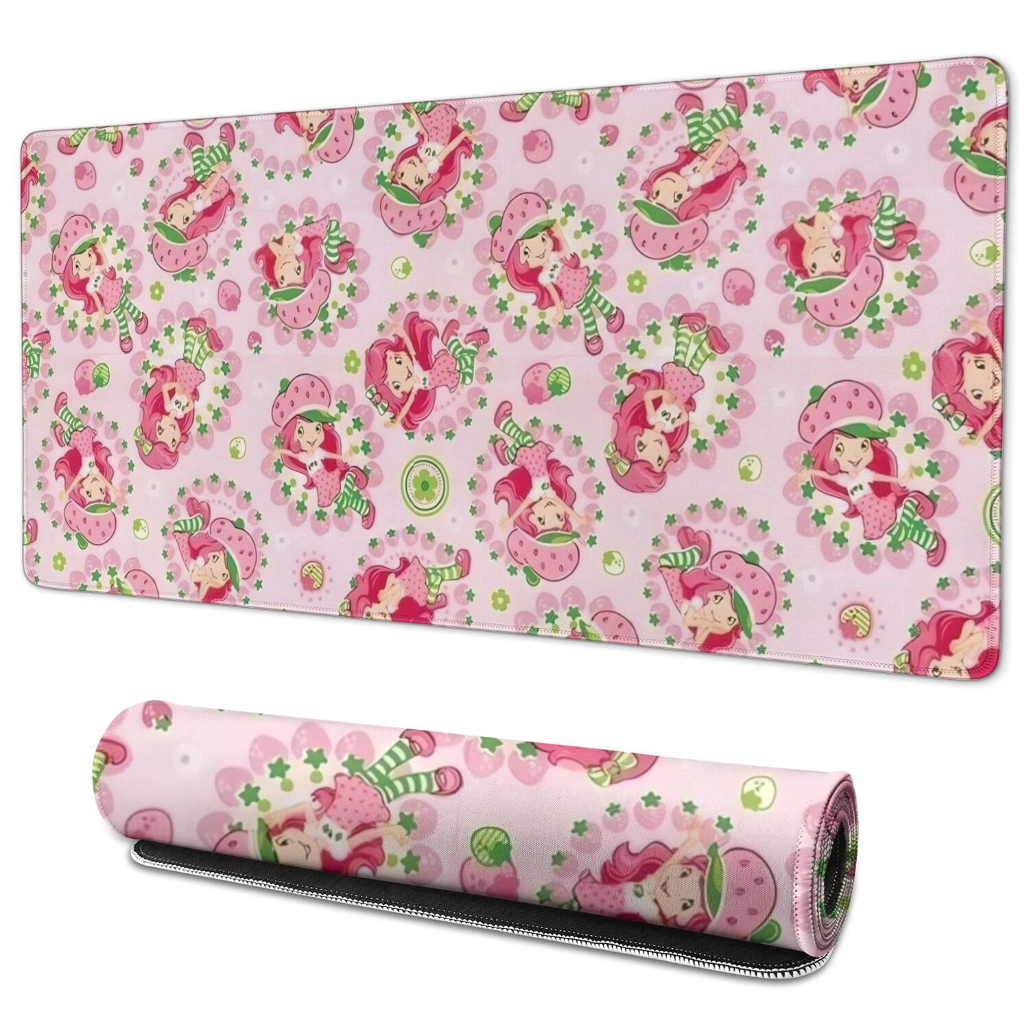 Long Mouse Pads for Desk,Strawberry Princess Pattern Desk Mats on Top Of Desks, Desk Mouse Pad Extra Large with 3mm Non-Slip Base and Stitched Edge for Gaming,Office,Work,Home 35.4"x15.7"