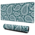 thumbnail image 1 of Long Mouse Pads for Desk,Teal Paisley Pattern Desk Mats on Top Of Desks, Desk Mouse Pad Extra Large with 3mm Non-Slip Base and Stitched Edge for Gaming,Office,Work,Home 35.4"x15.7", 1 of 6