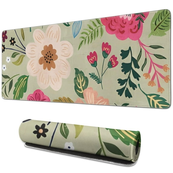 Long Mouse Pads for Desk,Vibrant Pioneer Flower Pattern Desk Mats on Top Of Desks, Desk Mouse Pad Extra Large with 3mm Non-Slip Base and Stitched Edge for Gaming,Office,Work,Home 31.5"x11.8"