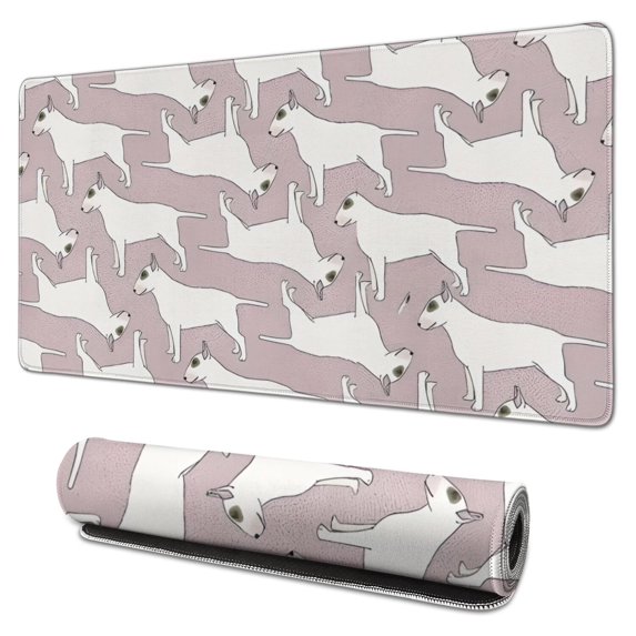 Long Mouse Pads for Desk,Vintage Bull Terrier Desk Mats on Top Of Desks, Desk Mouse Pad Extra Large with 3mm Non-Slip Base and Stitched Edge for Gaming,Office,Work,Home 31.5"x15.7"