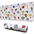 thumbnail image 1 of Long Mouse Pads for Desk,White Baseball Elements Pattern Desk Mats on Top Of Desks, Desk Mouse Pad Extra Large with 3mm Non-Slip Base and Stitched Edge for Gaming,Office,Work,Home 31.5"x11.8", 1 of 6
