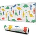 thumbnail image 1 of Long Mouse Pads for Desk,White Cartoon Dinosaurs Figures Pattern Desk Mats on Top Of Desks, Desk Mouse Pad Extra Large with 3mm Non-Slip Base and Stitched Edge for Gaming,Office,Work,Home 31.5"x11.8", 1 of 6