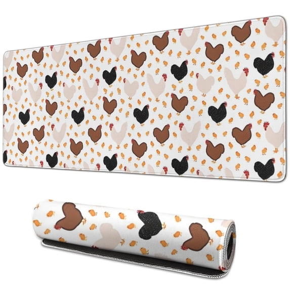 Long Mouse Pads for Desk,White Chicken Heart Pattern Desk Mats on Top Of Desks, Desk Mouse Pad Extra Large with 3mm Non-Slip Base and Stitched Edge for Gaming,Office,Work,Home 31.5x11.8in