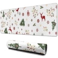 thumbnail image 1 of Long Mouse Pads for Desk,White Christmas Reindeer Pattern Desk Mats on Top Of Desks, Desk Mouse Pad Extra Large with 3mm Non-Slip Base and Stitched Edge for Gaming,Office,Work,Home 31.5x11.8in, 1 of 5