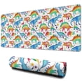 thumbnail image 1 of Long Mouse Pads for Desk,White Colorful Dinosaurs Pattern Desk Mats on Top Of Desks, Desk Mouse Pad Extra Large with 3mm Non-Slip Base and Stitched Edge for Gaming,Office,Work,Home 31.5"x11.8", 1 of 6