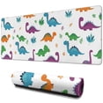 thumbnail image 1 of Long Mouse Pads for Desk,White Dinosaurs Colorful Leaves Pattern Desk Mats on Top Of Desks, Desk Mouse Pad Extra Large with 3mm Non-Slip Base and Stitched Edge for Gaming,Office,Work,Home 31.5"x11.8", 1 of 6