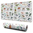 thumbnail image 1 of Long Mouse Pads for Desk,White Dinosaurs Names Species Pattern Desk Mats on Top Of Desks, Desk Mouse Pad Extra Large with 3mm Non-Slip Base and Stitched Edge for Gaming,Office,Work,Home 31.5"x15.7", 1 of 6