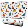 thumbnail image 1 of Long Mouse Pads for Desk,White Dinosaurs Volcanoes Names Pattern Desk Mats on Top Of Desks, Desk Mouse Pad Extra Large with 3mm Non-Slip Base and Stitched Edge for Gaming,Office,Work,Home 47.3"x23.6", 1 of 6