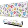 thumbnail image 1 of Long Mouse Pads for Desk,White Dog Paw Footprint Desk Mats on Top Of Desks, Desk Mouse Pad Extra Large with 3mm Non-Slip Base and Stitched Edge for Gaming,Office,Work,Home 31.5"x11.8", 1 of 6
