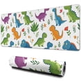thumbnail image 1 of Long Mouse Pads for Desk,White Floral Dinosaurs Pattern Desk Mats on Top Of Desks, Desk Mouse Pad Extra Large with 3mm Non-Slip Base and Stitched Edge for Gaming,Office,Work,Home 31.5"x11.8", 1 of 6