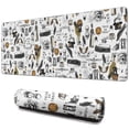 thumbnail image 1 of Long Mouse Pads for Desk,White Halloween Pumpkin Bat Pattern Desk Mats on Top Of Desks, Desk Mouse Pad Extra Large with 3mm Non-Slip Base and Stitched Edge for Gaming,Office,Work,Home 31.5"x11.8", 1 of 6