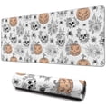 thumbnail image 1 of Long Mouse Pads for Desk,White Halloween Skull Pumpkin Spider Desk Mats on Top Of Desks, Desk Mouse Pad Extra Large with 3mm Non-Slip Base and Stitched Edge for Gaming,Work,Home 31.5"x11.8", 1 of 5
