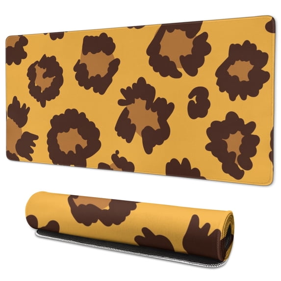 Long Mouse Pads for Desk,Yellow and Black Of Leopard Print Desk Mats on Top Of Desks, Desk Mouse Pad Extra Large with 3mm Non-Slip Base and Stitched Edge for Gaming,Office,Work,Home 35.4"x15.7"