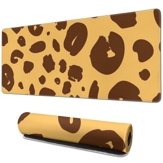Long Mouse Pads for Desk,Yellow and Brown Of Leopard Print Desk Mats on Top Of Desks, Desk Mouse Pad Extra Large with 3mm Non-Slip Base and Stitched Edge for Gaming,Office,Work,Home 31.5"x11.8"