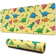 thumbnail image 1 of Long Mouse Pads for Desk,Yellow Cartoon Dinosaurs Geometric Shapes Desk Mats on Top Of Desks, Desk Mouse Pad Extra Large with 3mm Non-Slip Base and Stitched Edge for Gaming,Work,Home 31.5"x11.8", 1 of 5