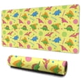 thumbnail image 1 of Long Mouse Pads for Desk,Yellow Dinosaurs Geometric Pattern Desk Mats on Top Of Desks, Desk Mouse Pad Extra Large with 3mm Non-Slip Base and Stitched Edge for Gaming,Office,Work,Home 35.4"x15.7", 1 of 6