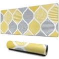 thumbnail image 1 of Long Mouse Pads for Desk,Yellow and Gray Geometric Quatrefoil Desk Mats on Top Of Desks, Desk Mouse Pad Extra Large with 3mm Non-Slip Base and Stitched Edge for Gaming,Work,Home 31.5"x11.8", 1 of 5