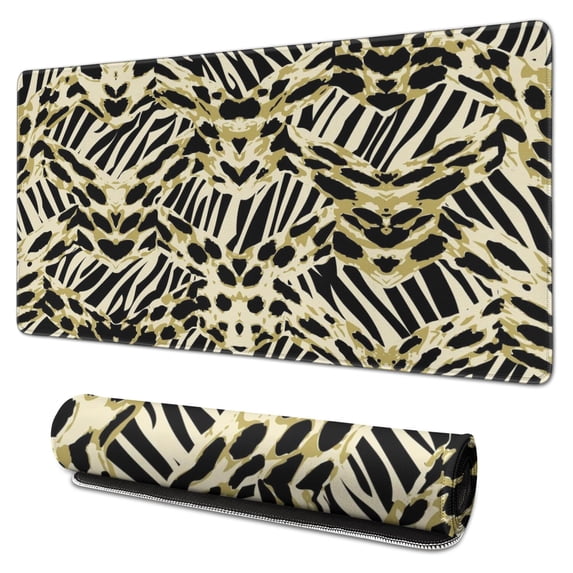 Long Mouse Pads for Desk,Zebra and Leopard Print Pattern Desk Mats on Top Of Desks, Desk Mouse Pad Extra Large with 3mm Non-Slip Base and Stitched Edge for Gaming,Office,Work,Home 31.5"x15.7"
