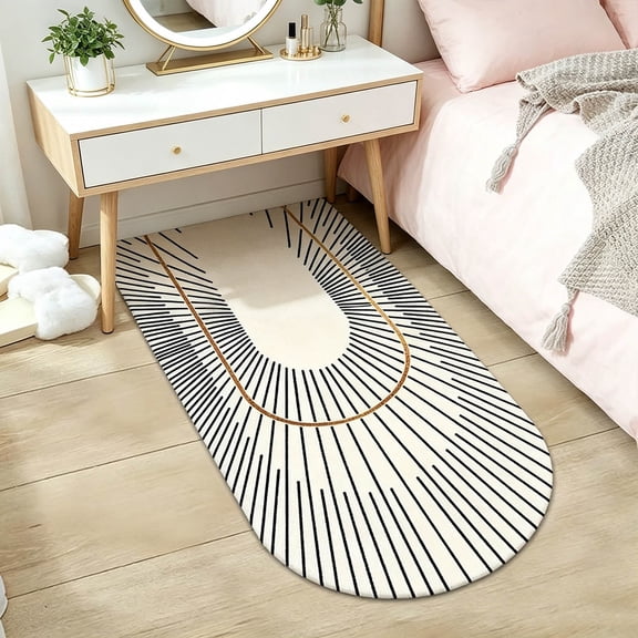 Long Narrow Bedside Carpet with Non-Slip Backing, All Season Polyester Fiber Room Divider Mat for Warm Comfort and Floor Protection, Easy Clean Decor Rug