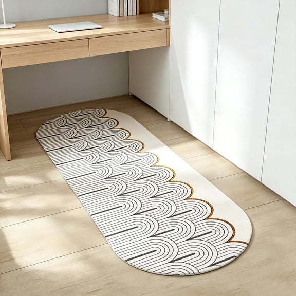 Long Narrow Bedside Carpet with Non-Slip Backing, All Season Polyester Fiber Room Divider Mat for Warm Comfort and Floor Protection, Easy Clean Decor Rug