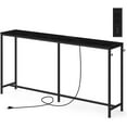 thumbnail image 1 of Long Narrow Console Table with Charging Station, Black, 1 of 5