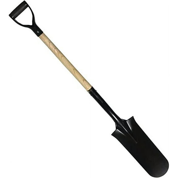 Long Narrow Nose Drain Spade Shovel (Black)