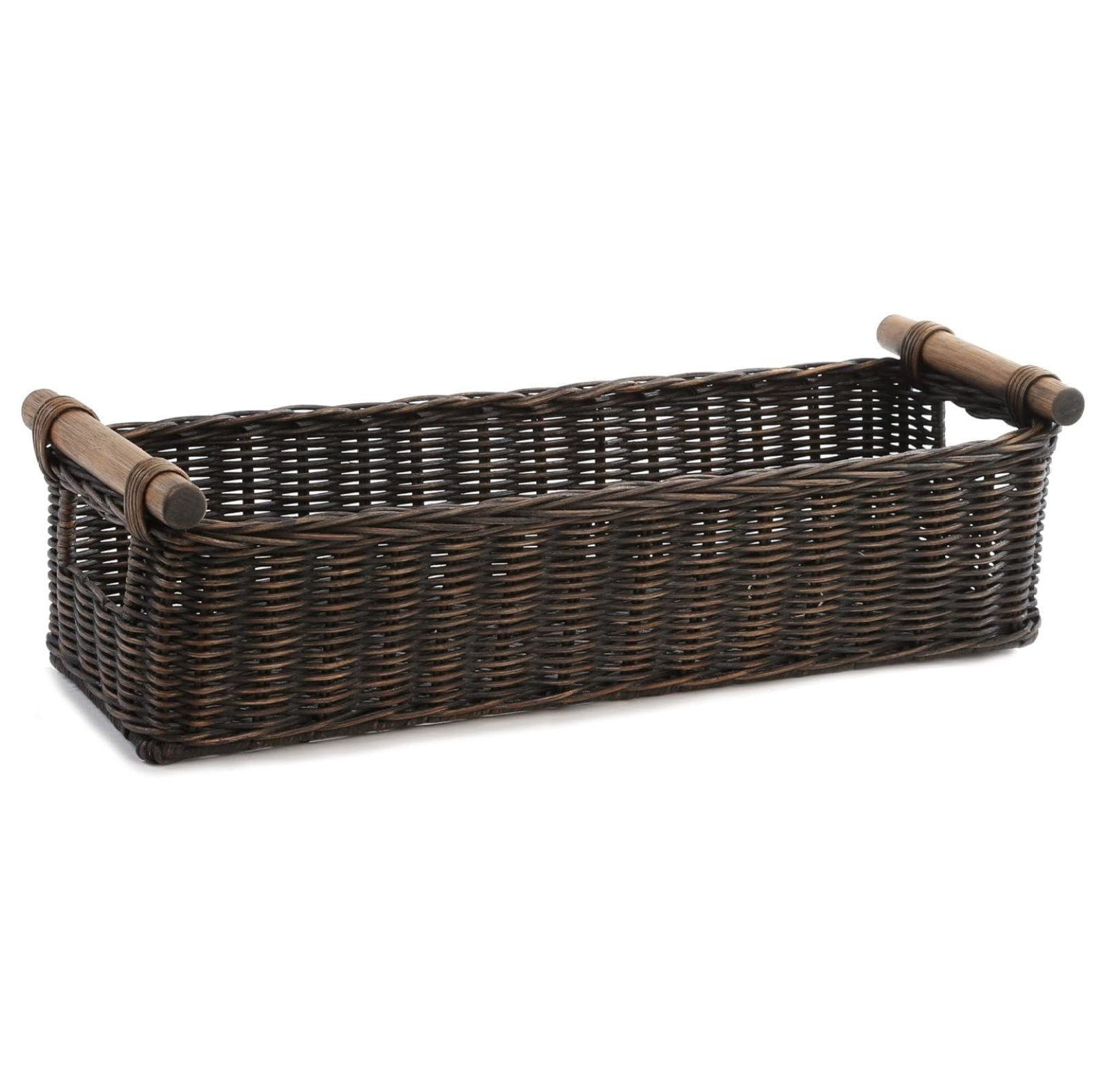 Long Narrow Pole Handle Wicker Basket, Medium, 19 in L x 7 in W x 5.5