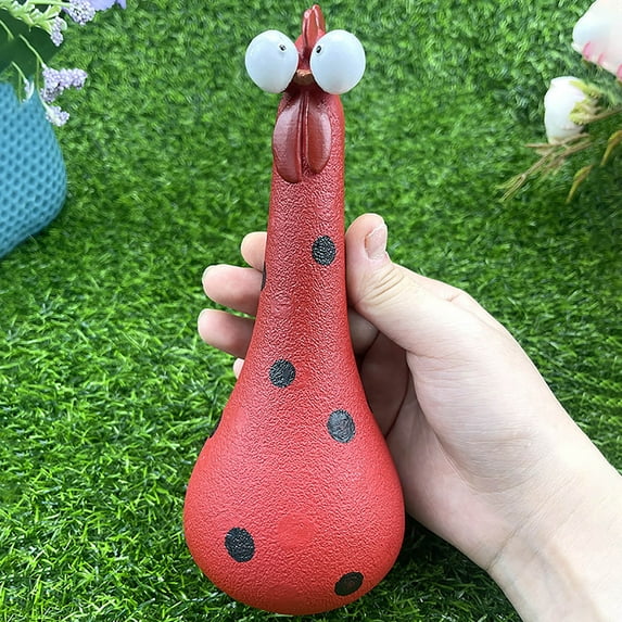 Long Neck Big Eye Chicken Desktop Ornament Cute Animal Figurine for Home and Shelf Display Novelty