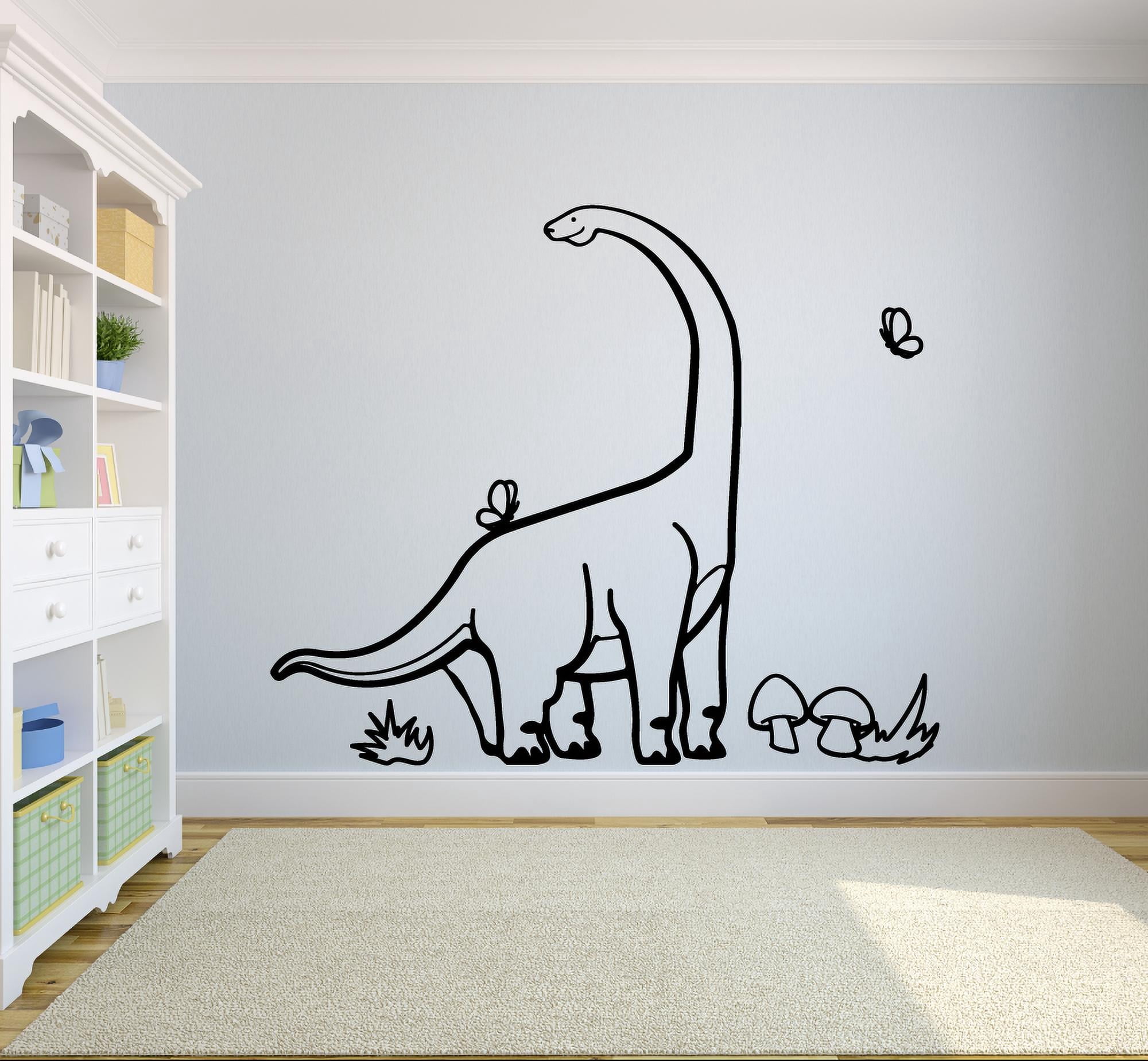 Long Neck Dinosaur Brachiosaurus Jurassic Dino Wall Sticker Art Decal for Girls Boys Kids Room Bedroom Nursery Kindergarten House Fun Home Decor Stickers Wall Art Vinyl Decoration Size (27x30 inch)