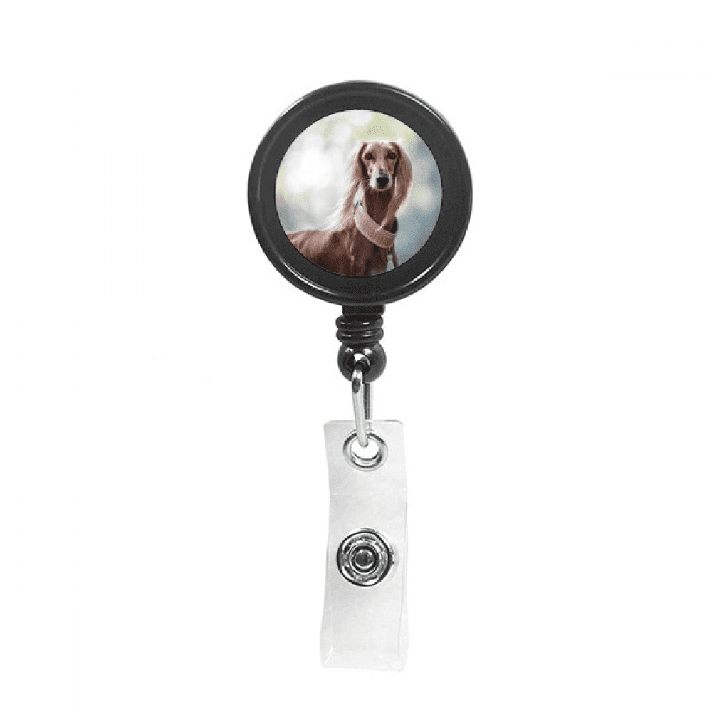 Long Neck Dog Pet Animal Picture Retractable Keychain Badge Holder ID Badge