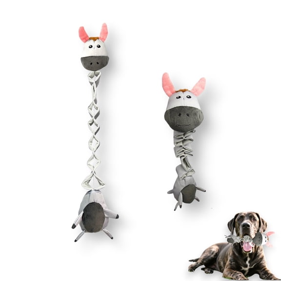 Long Neck Donkey Dog Toy  Interactive Plush with Squeaker, Durable for Small and Medium Dogs, 27.5 Inch
