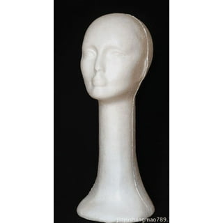 4 White Female Styrofoam Mannequin Heads - Long Neck MM-433 - Mannequin Mode