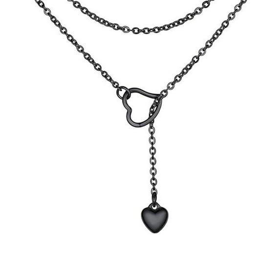 Long Necklace for Women with Heart Drops Versatile Necklace with Heart Accent Unique Clavicle Chain Adornment