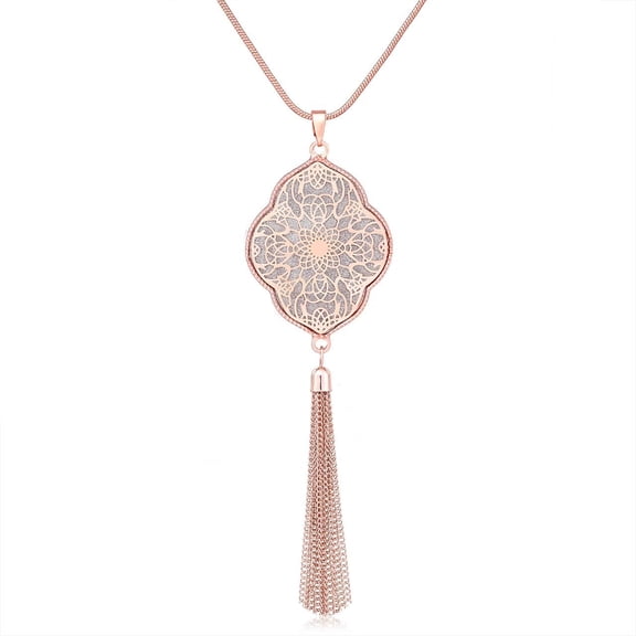 Long Necklaces For Woman Disk Circle Pendant Necklaces Tassel Fringe Necklace Set Statement Pendant[o6379]