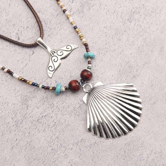 Long Necklaces For Women Boho Wooded Pendant Vintage Necklace Sweater Chain Necklace Handmade Jewelry[o688]