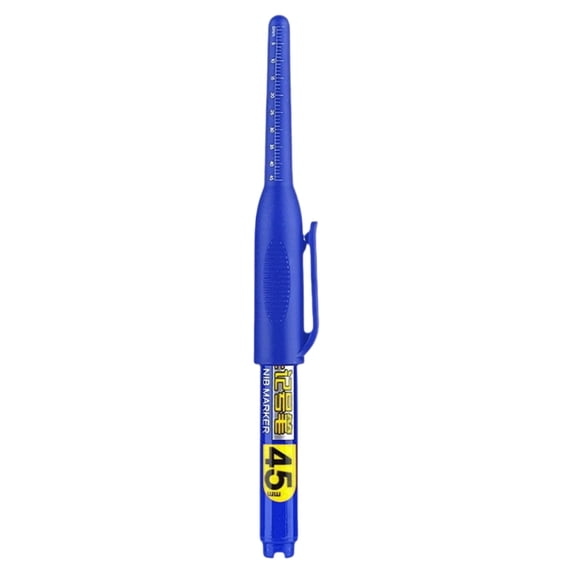 Long Nib Deep Hole Marker Pen, 1.77-Inch Extra Length Tip for Precise Marking, Refillable Waterproof Construction Marker, Carpenter Pen for Woodworking Plumbing, 6.06-Inch , A Blue Long-Tipped Marker
