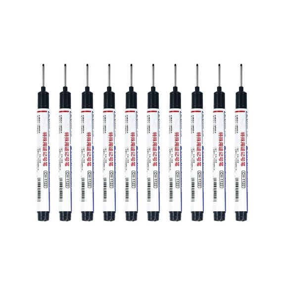 Long Nib Permanent Markers for Carpenter 10pcs Fast Dry Waterproof Ink Pens with 0.8 Inch Extended Tip for Wood Metal Tile Glass Construction Hole Marking