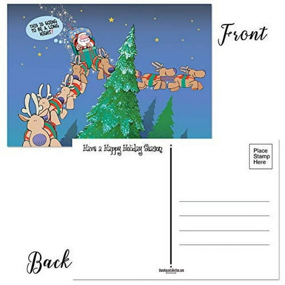 Long Night Funny Christmas Postcards - 50 Holiday Fun Postcards - 4 x 6 inch Pos