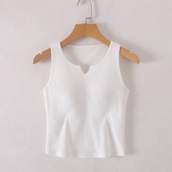 Long Nightgown Fashion Women's Solid Color with Chest Pad No Steel Rings Bottom Underwear Short Sleeve Pajama Top White M