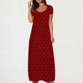 thumbnail image 1 of Long Nightgowns for Women Plus Size Summer Maxi Sleep Dresses with Pockets,Vintage Polkda Dots Print Short Sleeve Crew Neck Loose Breathable Casual Lounge Dress ,S-5XL, 1 of 5