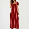 thumbnail image 1 of Long Nightgowns for Women Plus Size Summer Maxi Sleep Dresses with Pockets,Vintage Polkda Dots Print Short Sleeve Crew Neck Loose Breathable Casual Lounge Dress ,S-5XL, 1 of 5
