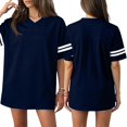 thumbnail image 1 of Long Nightgowns for Women, Womens Sleep Shirt, Pajama Shirts for Women, Women'S Nightgown Short Sleeve Sleep Shirt V Neck Nightshirts Cotton Loose Comfy Pajamas Dress Casual Sleepwear, Navy M, 1 of 7