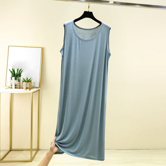 Long Nightgowns for Women Sleeveless Pjs Casual Lightweight Breathable Comfy Sheath Pencil Sleep Shirts